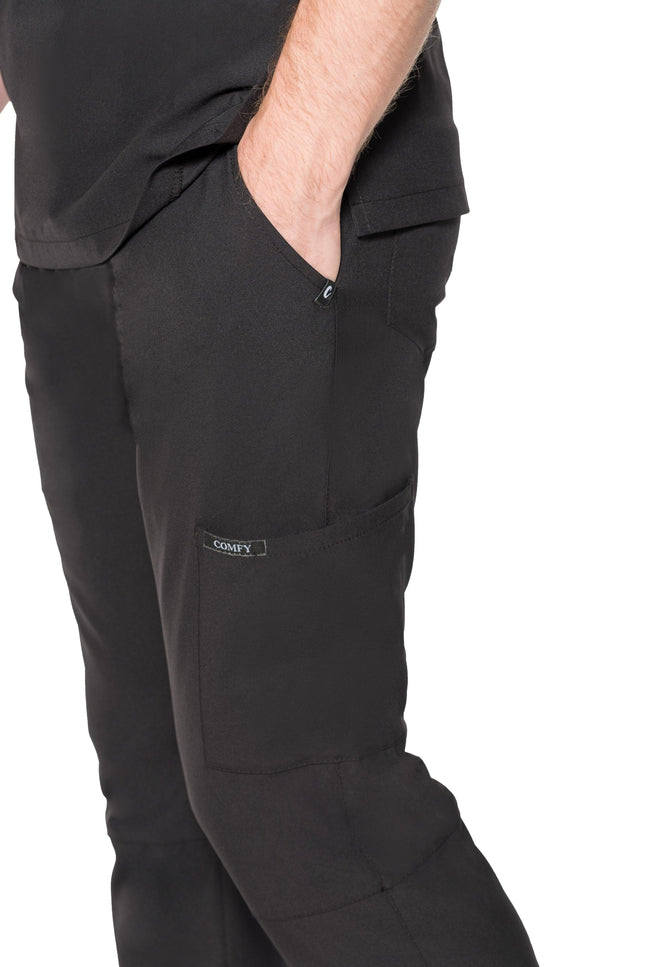 Comfy Master – Cosmo Siyah Erkek Tek Kargo Pantolon Medikal Üniforma - Comfy Master Outlet