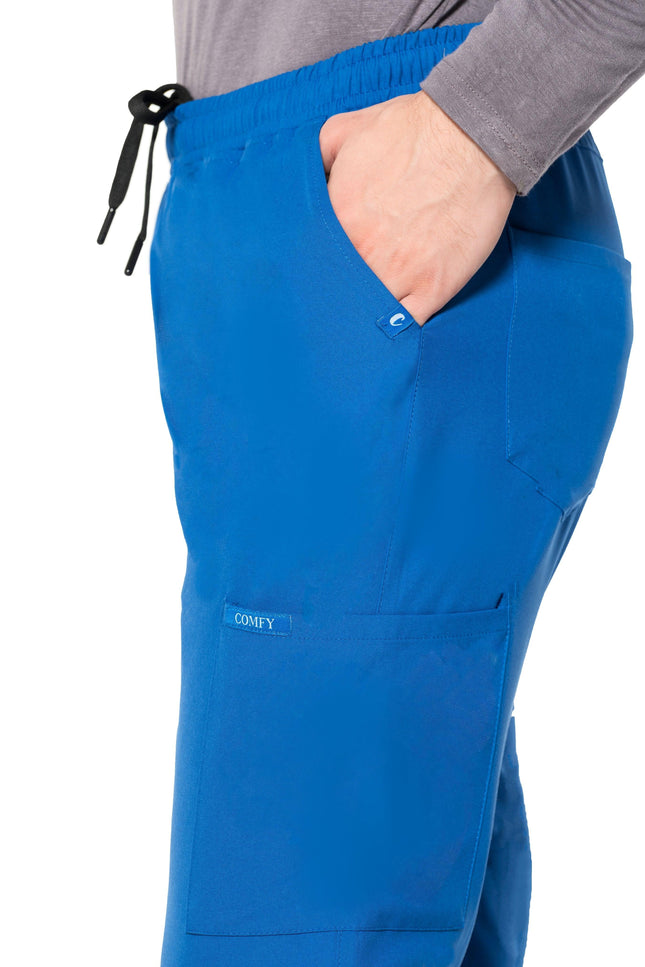 Comfy Master – Cosmo Saks Mavi Erkek Tek Kargo Pantolon Medikal Üniforma - Comfy Master Outlet