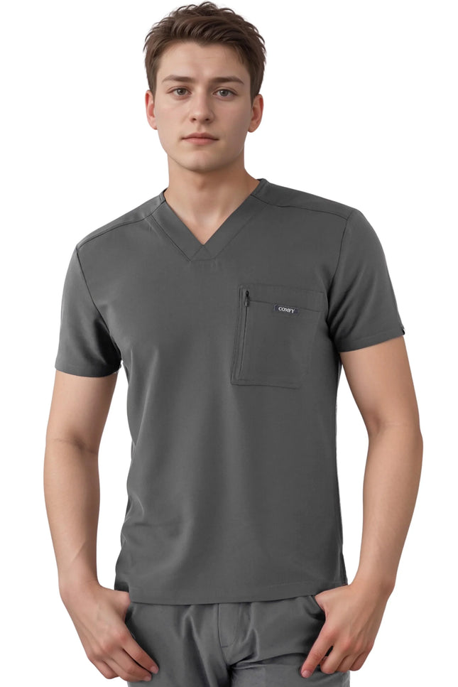 Comfy Master – Rebel Antrasit Erkek V-Yaka Medikal Üniforma Tek Üst