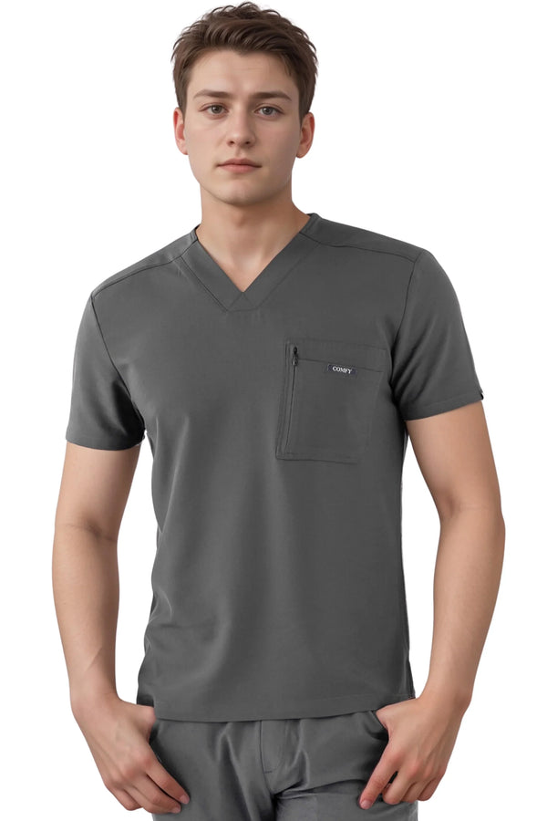 Comfy Master – Rebel Antrasit Erkek V-Yaka Medikal Üniforma Tek Üst - Comfy Master 2025
