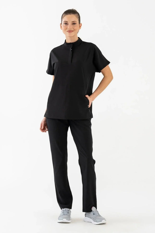 Asia Siyah Kadın Medikal Üniforma Tek Üst - Comfy Master