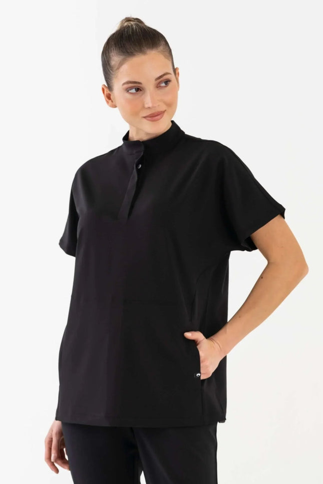 Asia Siyah Kadın Medikal Üniforma Tek Üst - Comfy Master