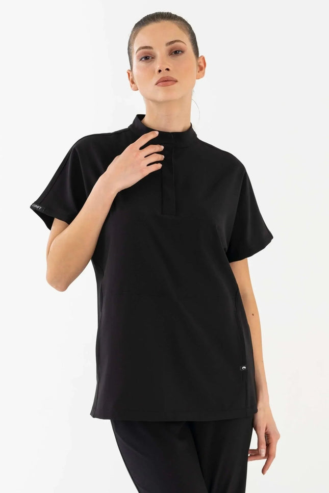 Asia Siyah Kadın Medikal Üniforma Tek Üst - Comfy Master