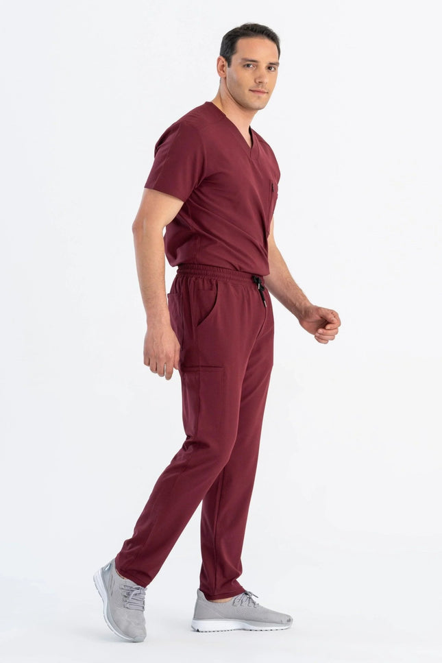 Astra Erkek Bordo Erkek Medikal Üniforma Tek Üst - Comfy Master