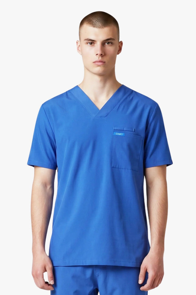 Astra Erkek Saks Mavi Erkek Medikal Üniforma Tek Üst - Comfy Master