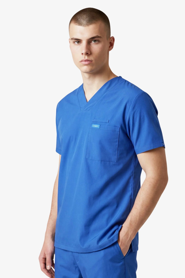 Astra Erkek Saks Mavi Erkek Medikal Üniforma Tek Üst - Comfy Master