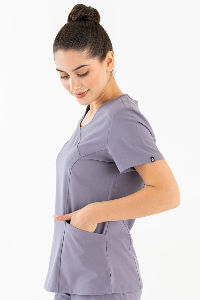 Aurora Gri Kadın Medikal Üniforma Tek Üst - Comfy Master