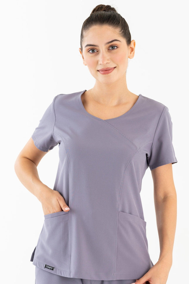 Aurora Gri Kadın Medikal Üniforma Tek Üst - Comfy Master