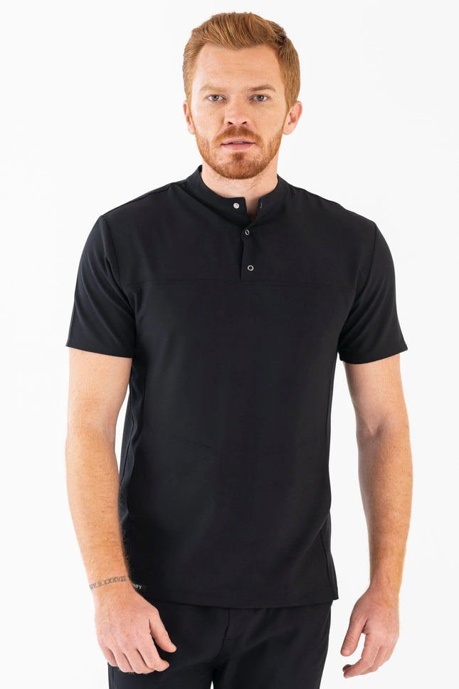 Comfy Master – Jericho Siyah Erkek Hakim Yaka Medikal Üniforma Tek Üst - Comfy Master Outlet
