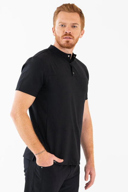 Comfy Master – Jericho Siyah Erkek Hakim Yaka Medikal Üniforma Tek Üst - Comfy Master Outlet