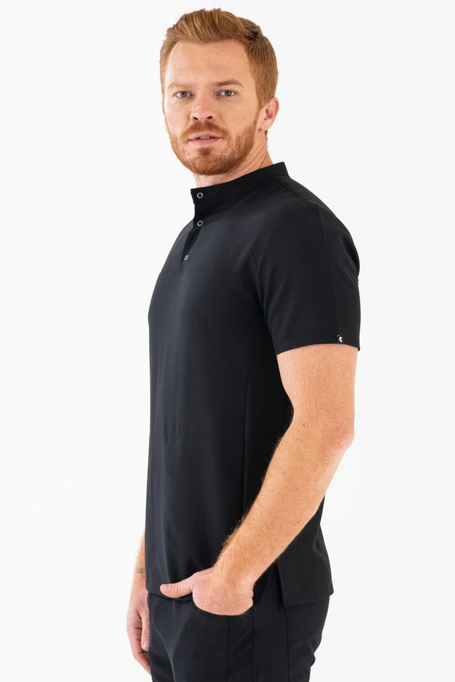 Comfy Master – Jericho Siyah Erkek Hakim Yaka Medikal Üniforma Tek Üst - Comfy Master Outlet