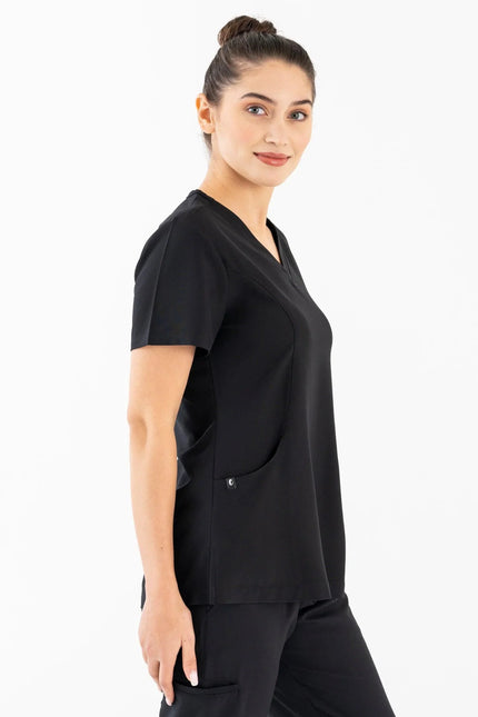 Comfy Master – Siyah Kadın Damla Yaka Medikal Üniforma Tek Üst - Comfy Master Outlet