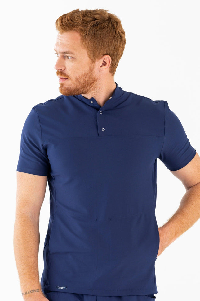 Comfy Master – Jericho Lacivert Erkek Hakim Yaka Medikal Üniforma Tek Üst - Comfy Master Outlet
