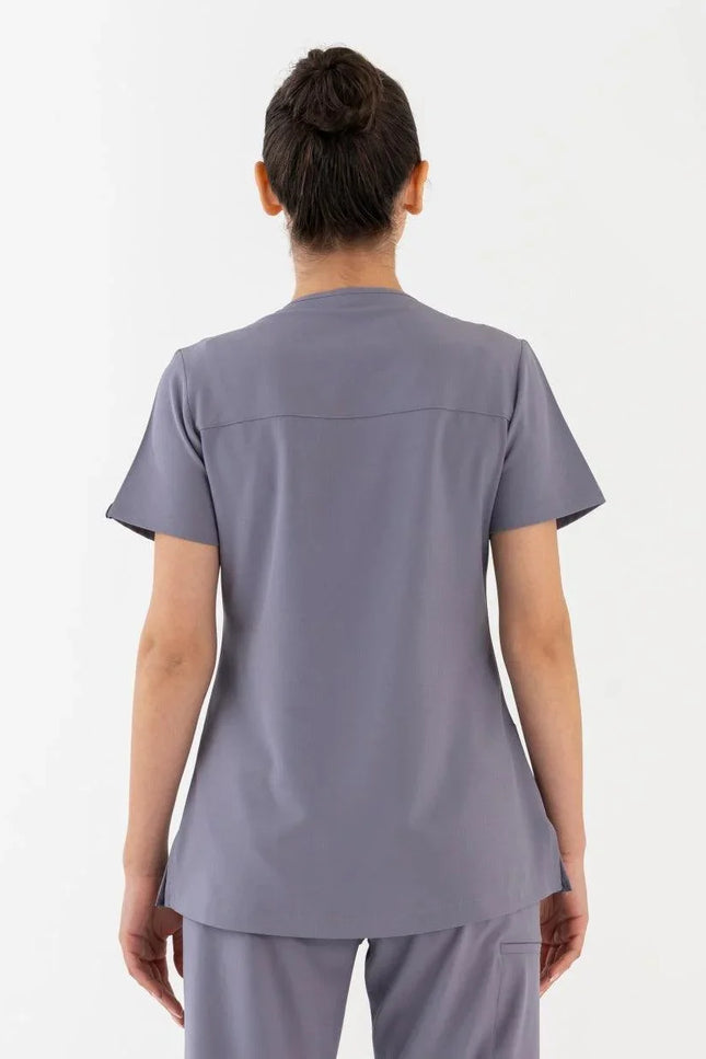 Comfy Master – Lui Gri Kadın Damla Yaka Medikal Üniforma Tek Üst - Comfy Master Outlet