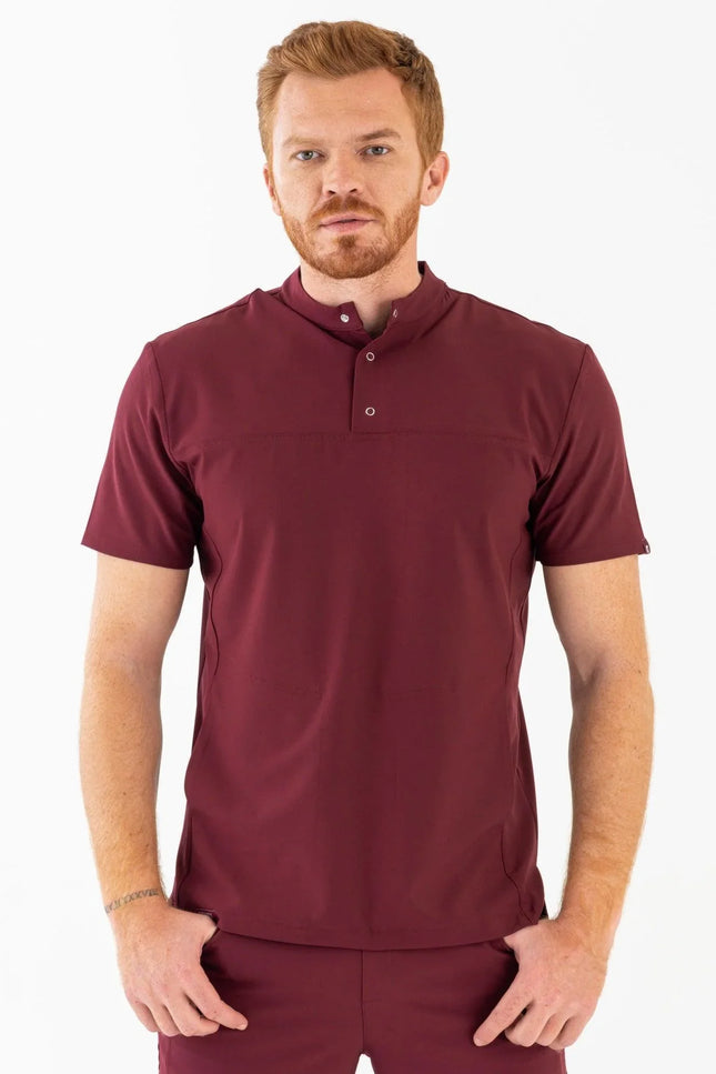 Comfy Master – Jericho Bordo Erkek Hakim Yaka Medikal Üniforma Tek Üst - Comfy Master Outlet