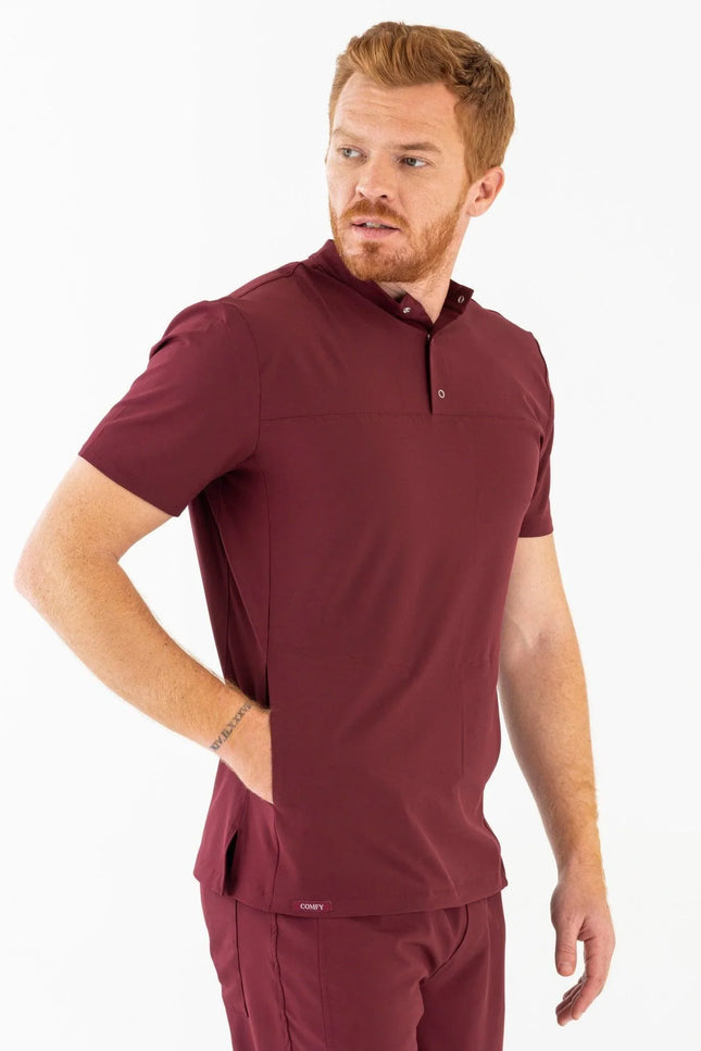 Comfy Master – Jericho Bordo Erkek Hakim Yaka Medikal Üniforma Tek Üst - Comfy Master Outlet