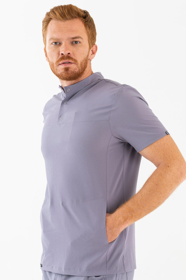 Comfy Master – Jericho Gri Erkek Hakim Yaka Medikal Üniforma Tek Üst - Comfy Master Outlet