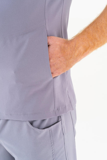 Comfy Master – Jericho Gri Erkek Hakim Yaka Medikal Üniforma Tek Üst - Comfy Master Outlet