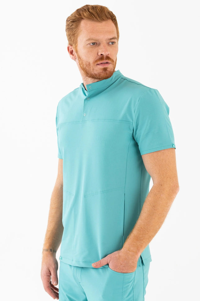 Comfy Master – Jericho Turkuaz Erkek Hakim Yaka Medikal Üniforma Tek Üst - Comfy Master Outlet