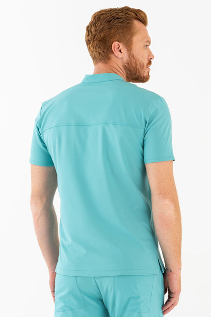 Comfy Master – Jericho Turkuaz Erkek Hakim Yaka Medikal Üniforma Tek Üst - Comfy Master Outlet