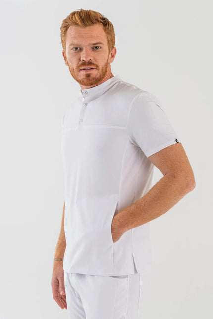 Comfy Master – Jericho Beyaz Erkek Hakim Yaka Medikal Üniforma Tek Üst - Comfy Master Outlet