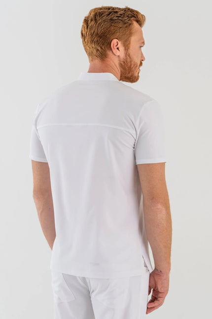 Comfy Master – Jericho Beyaz Erkek Hakim Yaka Medikal Üniforma Tek Üst - Comfy Master Outlet