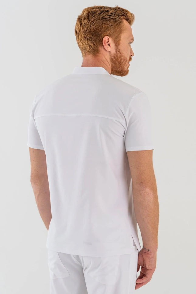Comfy Master – Jericho Beyaz Erkek Hakim Yaka Medikal Üniforma Tek Üst - Comfy Master Outlet