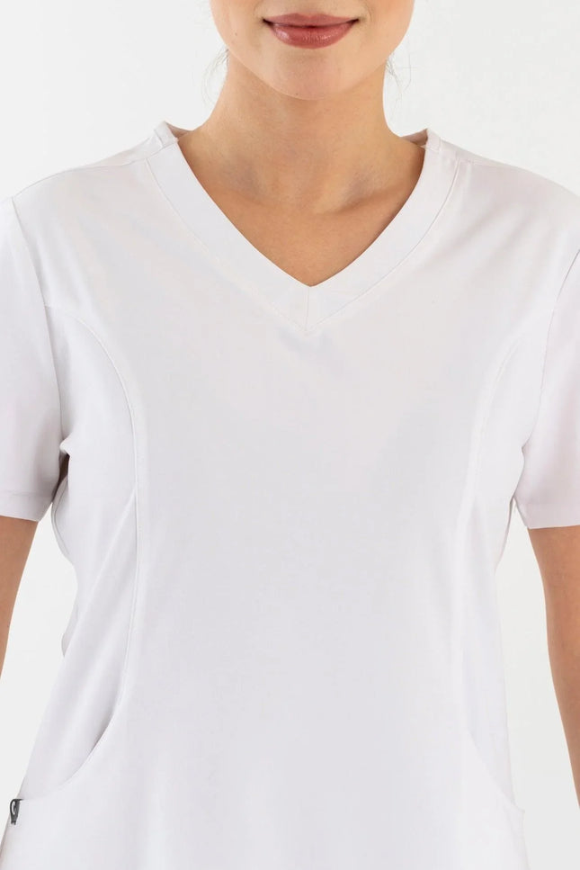 Comfy Master – Lui Beyaz Kadın Damla Yaka Medikal Üniforma Tek Üst - Comfy Master Outlet