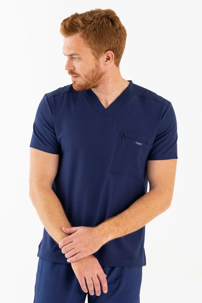 Comfy Master – Rebel Lacivert Erkek V-Yaka Medikal Üniforma Tek Üst - Comfy Master Outlet