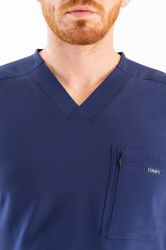 Comfy Master – Rebel Lacivert Erkek V-Yaka Medikal Üniforma Tek Üst - Comfy Master Outlet