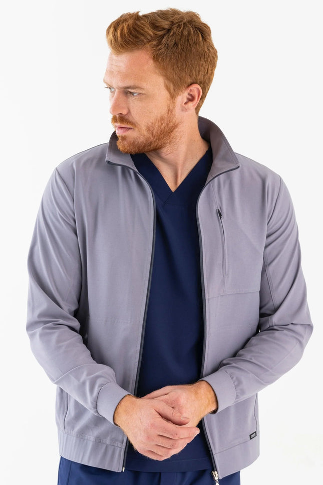 Matthew Gri Erkek Fermuarlı Medikal Ceket - Comfy Master Outlet