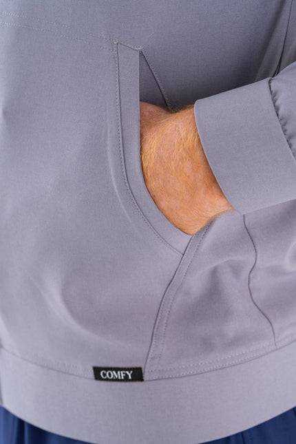 Matthew Gri Erkek Fermuarlı Medikal Ceket - Comfy Master Outlet