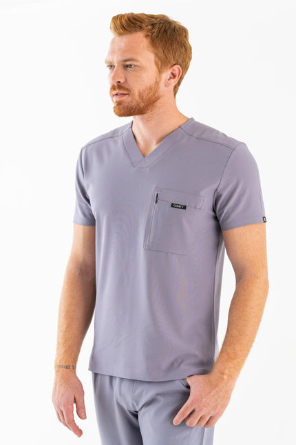 Comfy Master – Rebel Gri Erkek V-Yaka Medikal Üniforma Tek Üst - Comfy Master Outlet