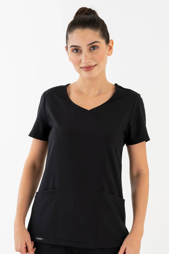 Comfy Master – Aurora Siyah Kadın Medikal Üniforma Tek Üst - Comfy Master Outlet