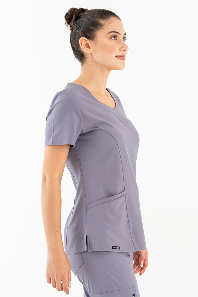 Comfy Master – Aurora Gri Kadın Medikal Üniforma Tek Üst - Comfy Master Outlet