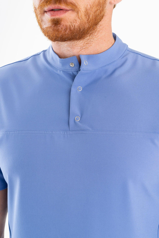 Comfy Master – Jericho Açık Mavi Erkek Hakim Yaka Medikal Üniforma Tek Üst - Comfy Master Outlet