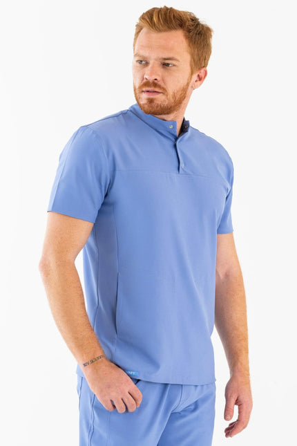Comfy Master – Jericho Açık Mavi Erkek Hakim Yaka Medikal Üniforma Tek Üst - Comfy Master Outlet