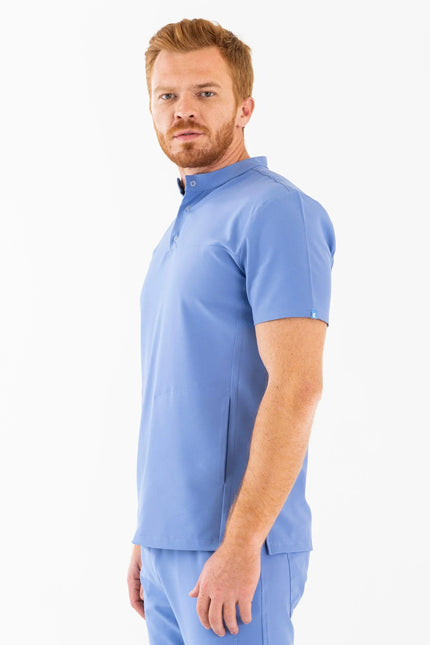 Comfy Master – Jericho Açık Mavi Erkek Hakim Yaka Medikal Üniforma Tek Üst - Comfy Master Outlet