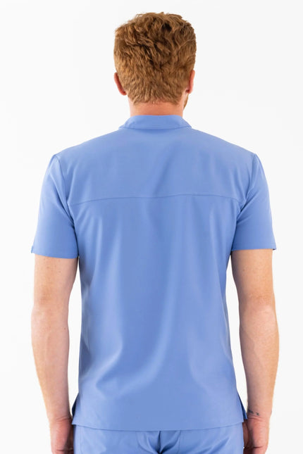 Comfy Master – Jericho Açık Mavi Erkek Hakim Yaka Medikal Üniforma Tek Üst - Comfy Master Outlet