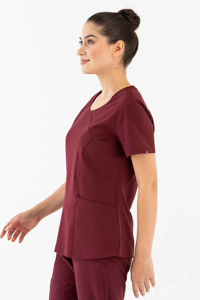 Comfy Master – Aurora Bordo Kadın Medikal Üniforma Tek Üst - Comfy Master Outlet