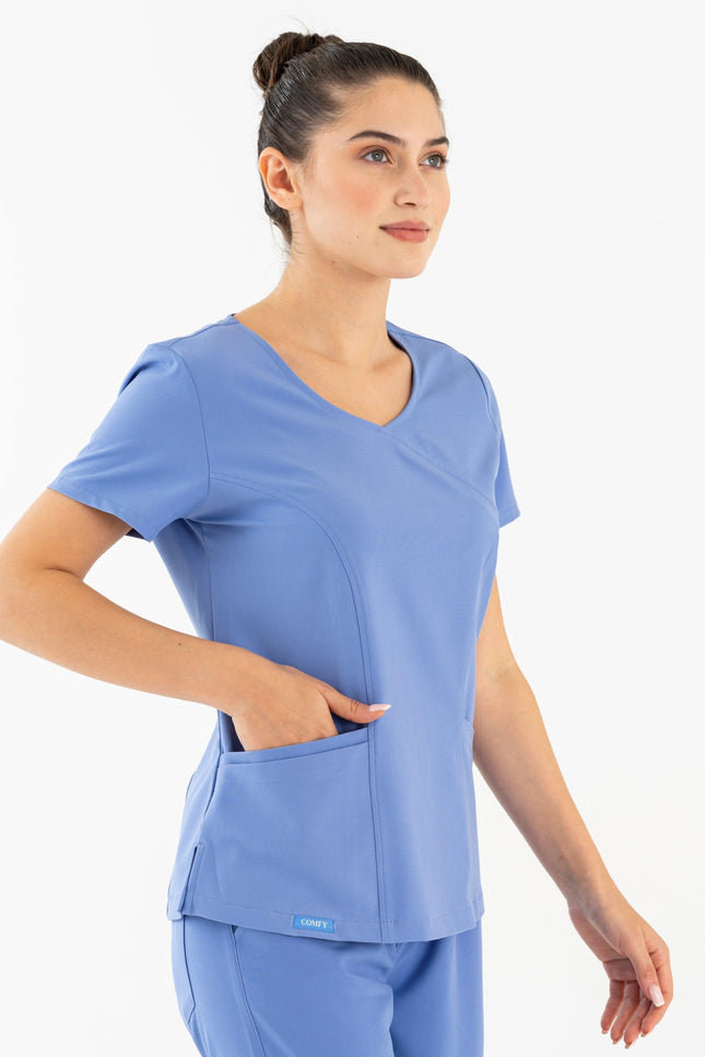Comfy Master – Aurora Açık Mavi Kadın Medikal Üniforma Tek Üst - Comfy Master Outlet