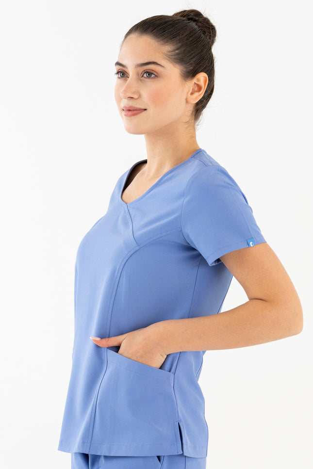 Comfy Master – Aurora Açık Mavi Kadın Medikal Üniforma Tek Üst - Comfy Master Outlet