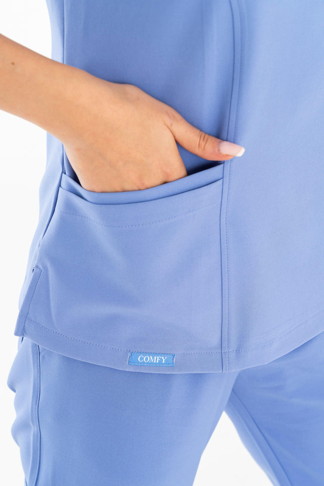Comfy Master – Aurora Açık Mavi Kadın Medikal Üniforma Tek Üst - Comfy Master Outlet