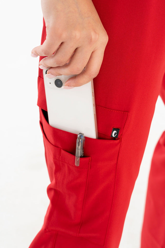 Comfy Master - Harmony Kırmızı Kadın Kargo Medikal Üniforma Tek Alt - Comfy Master Outlet