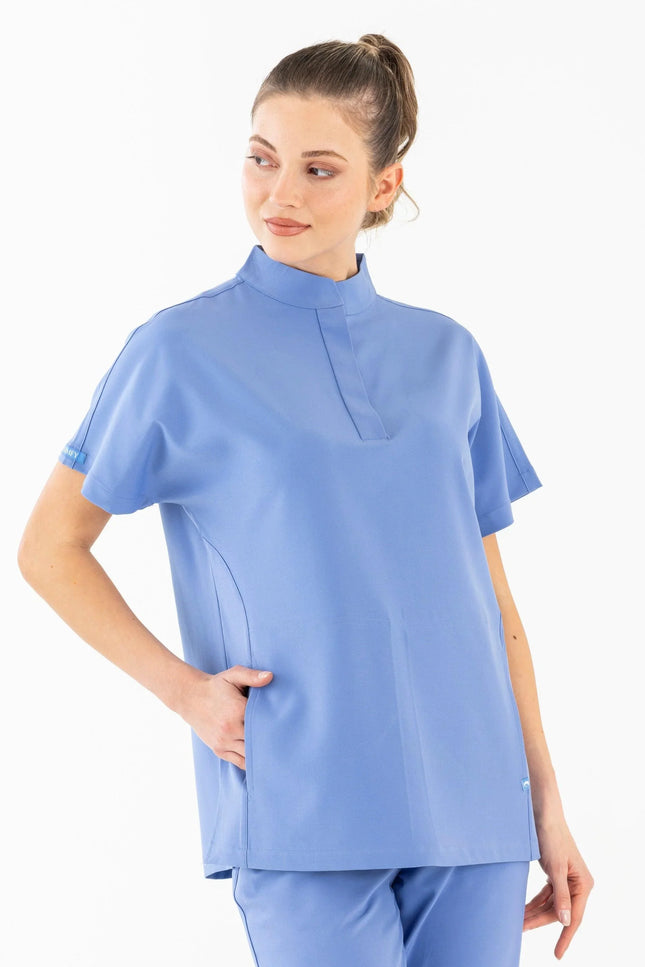 Comfy Master – Asia Açık Mavi Kadın Medikal Üniforma Tek Üst - Comfy Master Outlet