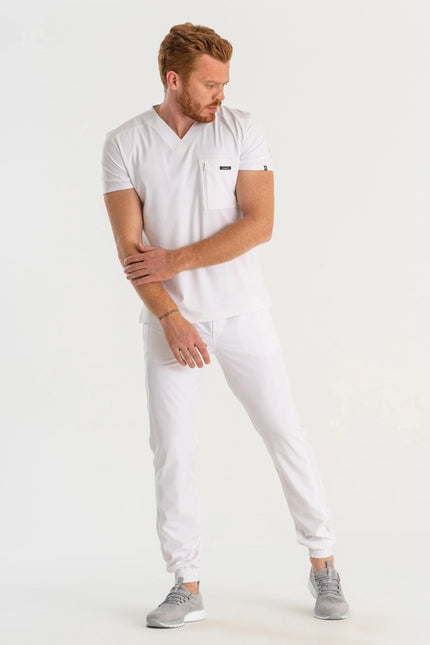 Comfy Master - Jedi Beyaz Erkek Jogger Medikal Üniforma Tek Alt - Comfy Master Outlet