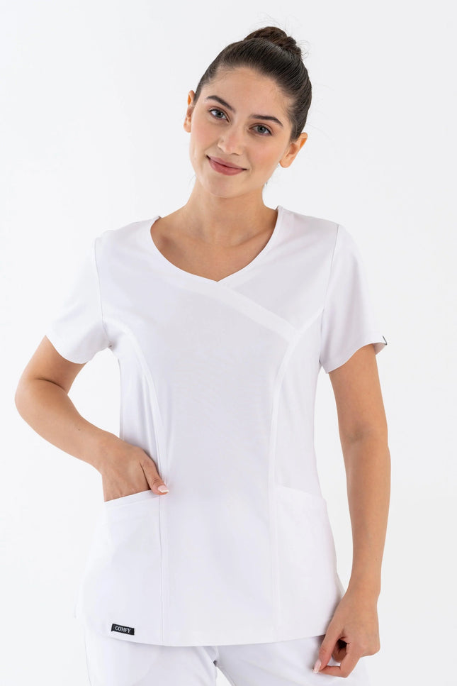 Comfy Master – Aurora Beyaz Kadın Medikal Üniforma Tek Üst - Comfy Master Outlet