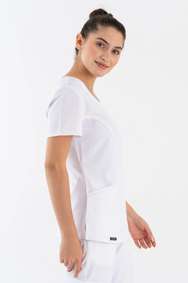 Comfy Master – Aurora Beyaz Kadın Medikal Üniforma Tek Üst - Comfy Master Outlet