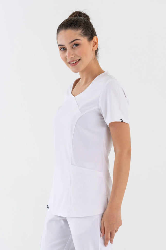 Comfy Master – Aurora Beyaz Kadın Medikal Üniforma Tek Üst - Comfy Master Outlet