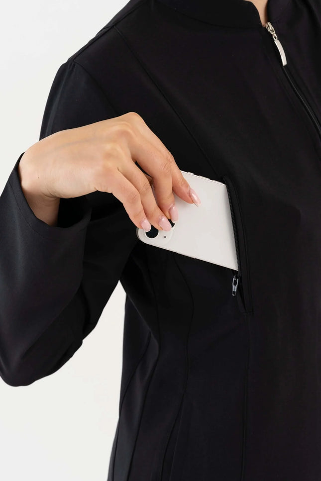 COMFY MASTER AUDREY KADIN MEDİKAL FERMUARLI CEKET - SİYAH - Comfy Master Outlet